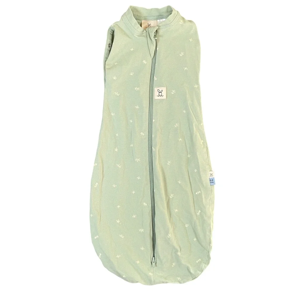 ErgoPouch Cocoon Swaddle Bag 0.2 TOG Sage Green Floral Organic Cotton 0-3 Months